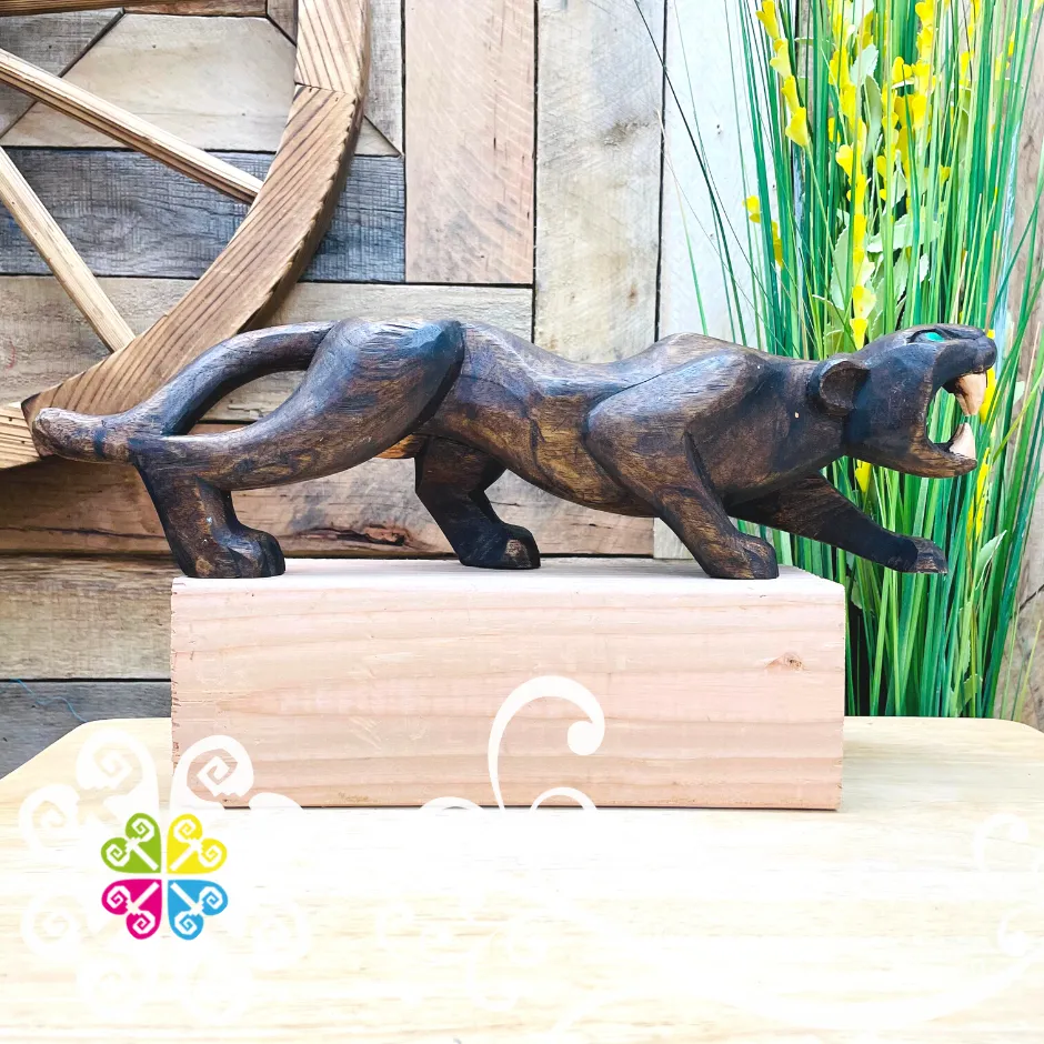 Large Mayan Jaguar - Hand Carve Wood Figure