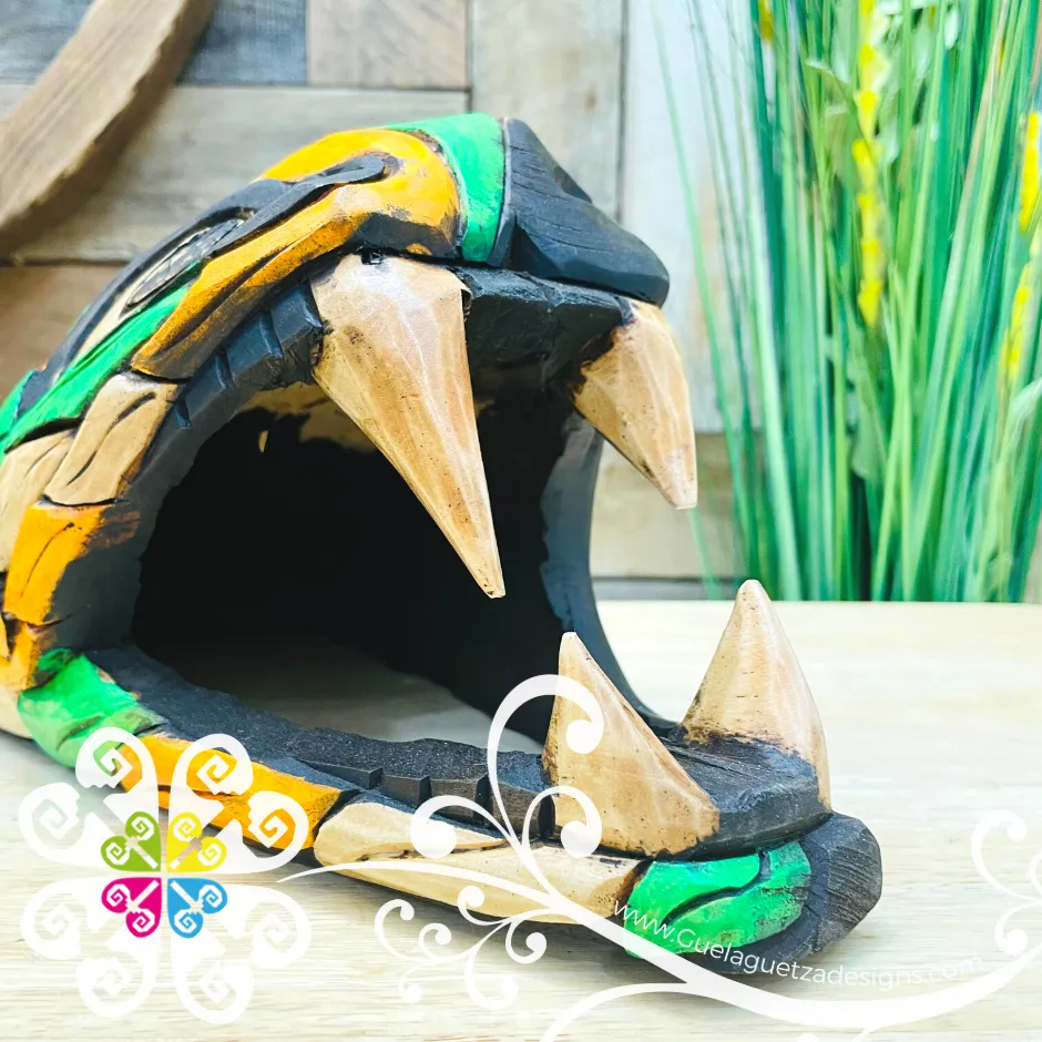 Large Multicolor Hand Carve Wood Jaguar