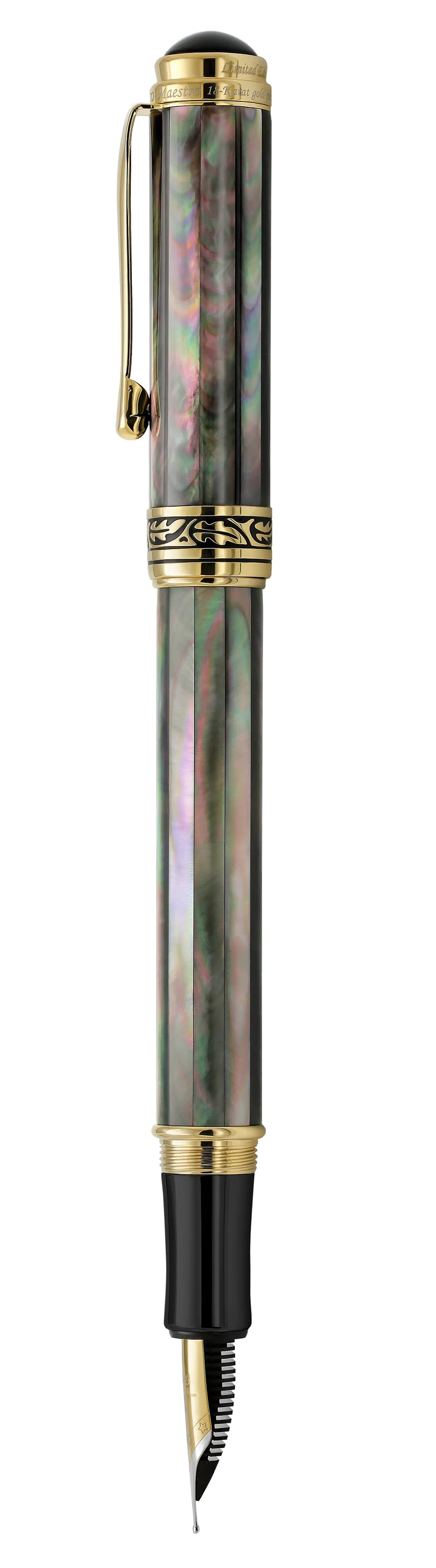 Maestro® 18K Gold Plated Fountain Pen (Medium Nib) - Tahitian Black Mother of Pearl