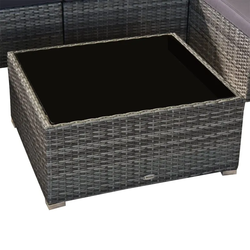 Outsunny 7 Piece Outdoor Patio Furniture, Modern Rattan Wicker Modular Sectional Patio Set -  860-020V01GY