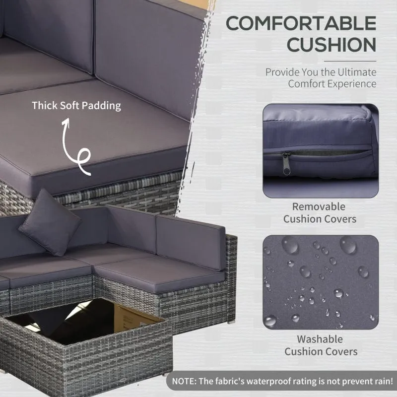 Outsunny 7 Piece Outdoor Patio Furniture, Modern Rattan Wicker Modular Sectional Patio Set -  860-020V01GY