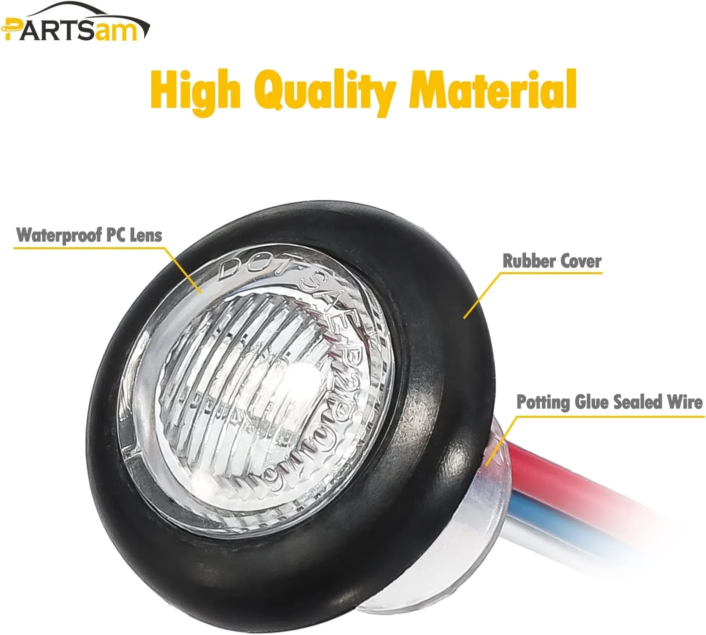 Partsam 2Pcs 3/4" Round LED Marker Light Amber to Green Auxiliary Light Dual Revolution Side Marker Clearance Light Indicators Grommet Bullet Light for Trailer Truck