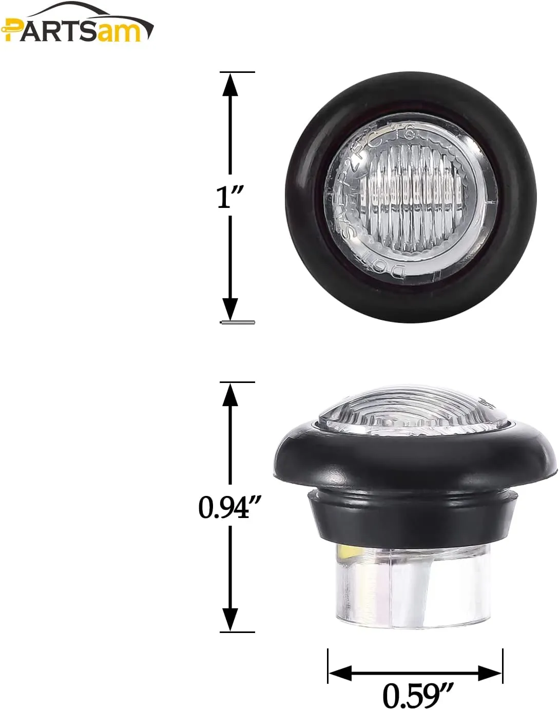 Partsam 2Pcs 3/4" Round LED Marker Light Amber to Green Auxiliary Light Dual Revolution Side Marker Clearance Light Indicators Grommet Bullet Light for Trailer Truck