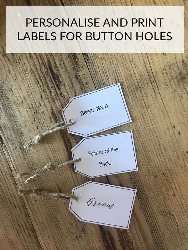 Personalised Labels for Button Holes - Digital Download / Printable