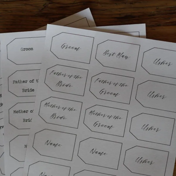 Personalised Labels for Button Holes - Digital Download / Printable