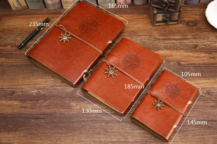Retro Spiral Vintage Pirate Anchor Leather Scrapbook Travel Journal Diary Notebook