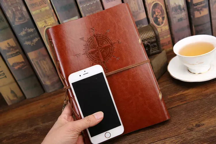 Retro Spiral Vintage Pirate Anchor Leather Scrapbook Travel Journal Diary Notebook