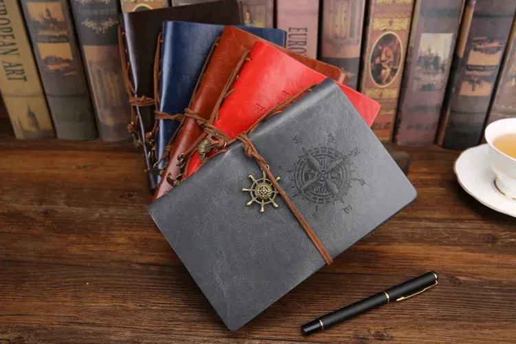 Retro Spiral Vintage Pirate Anchor Leather Scrapbook Travel Journal Diary Notebook