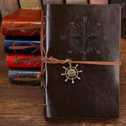 Retro Spiral Vintage Pirate Anchor Leather Scrapbook Travel Journal Diary Notebook
