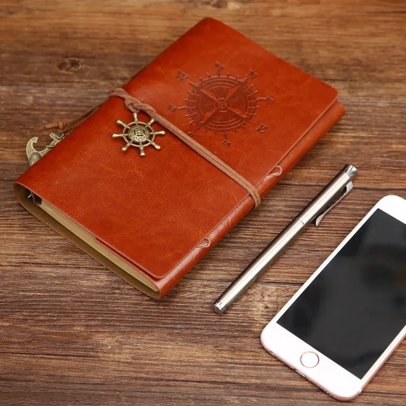 Retro Spiral Vintage Pirate Anchor Leather Scrapbook Travel Journal Diary Notebook