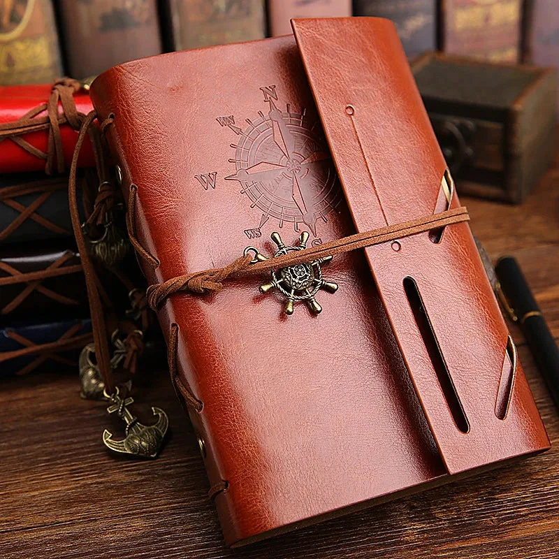 Retro Spiral Vintage Pirate Anchor Leather Scrapbook Travel Journal Diary Notebook