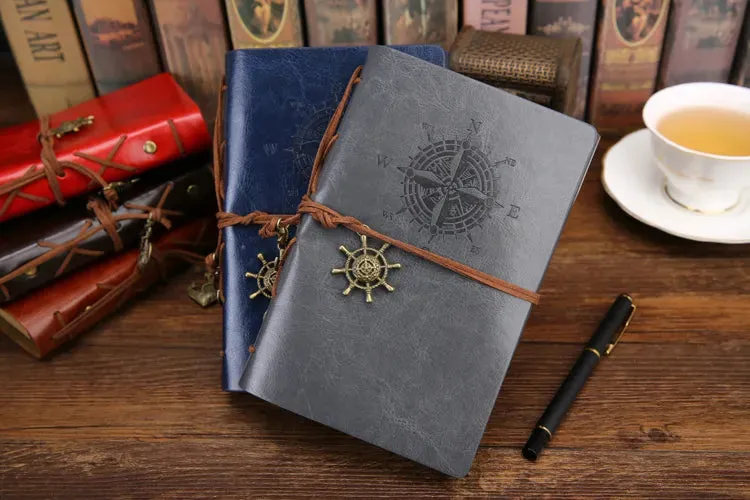 Retro Spiral Vintage Pirate Anchor Leather Scrapbook Travel Journal Diary Notebook