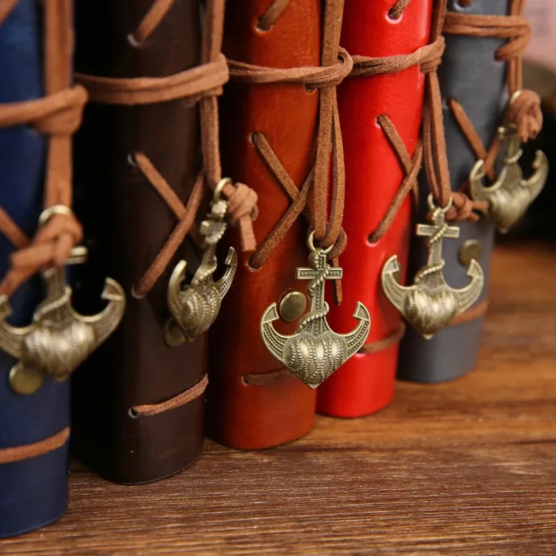 Retro Spiral Vintage Pirate Anchor Leather Scrapbook Travel Journal Diary Notebook