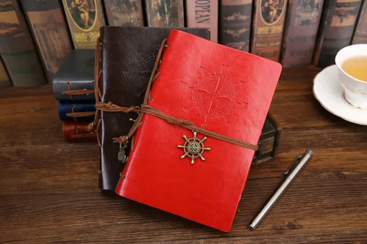 Retro Spiral Vintage Pirate Anchor Leather Scrapbook Travel Journal Diary Notebook