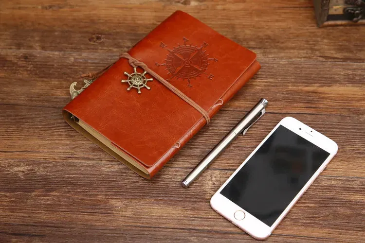 Retro Spiral Vintage Pirate Anchor Leather Scrapbook Travel Journal Diary Notebook