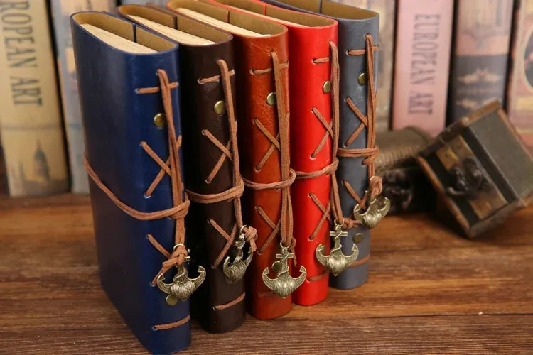 Retro Spiral Vintage Pirate Anchor Leather Scrapbook Travel Journal Diary Notebook