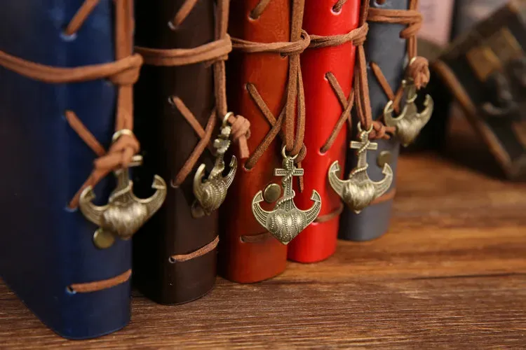Retro Spiral Vintage Pirate Anchor Leather Scrapbook Travel Journal Diary Notebook