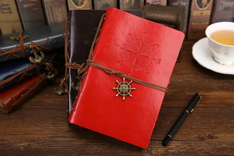 Retro Spiral Vintage Pirate Anchor Leather Scrapbook Travel Journal Diary Notebook