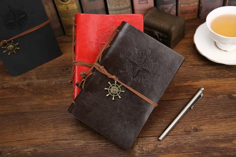 Retro Spiral Vintage Pirate Anchor Leather Scrapbook Travel Journal Diary Notebook