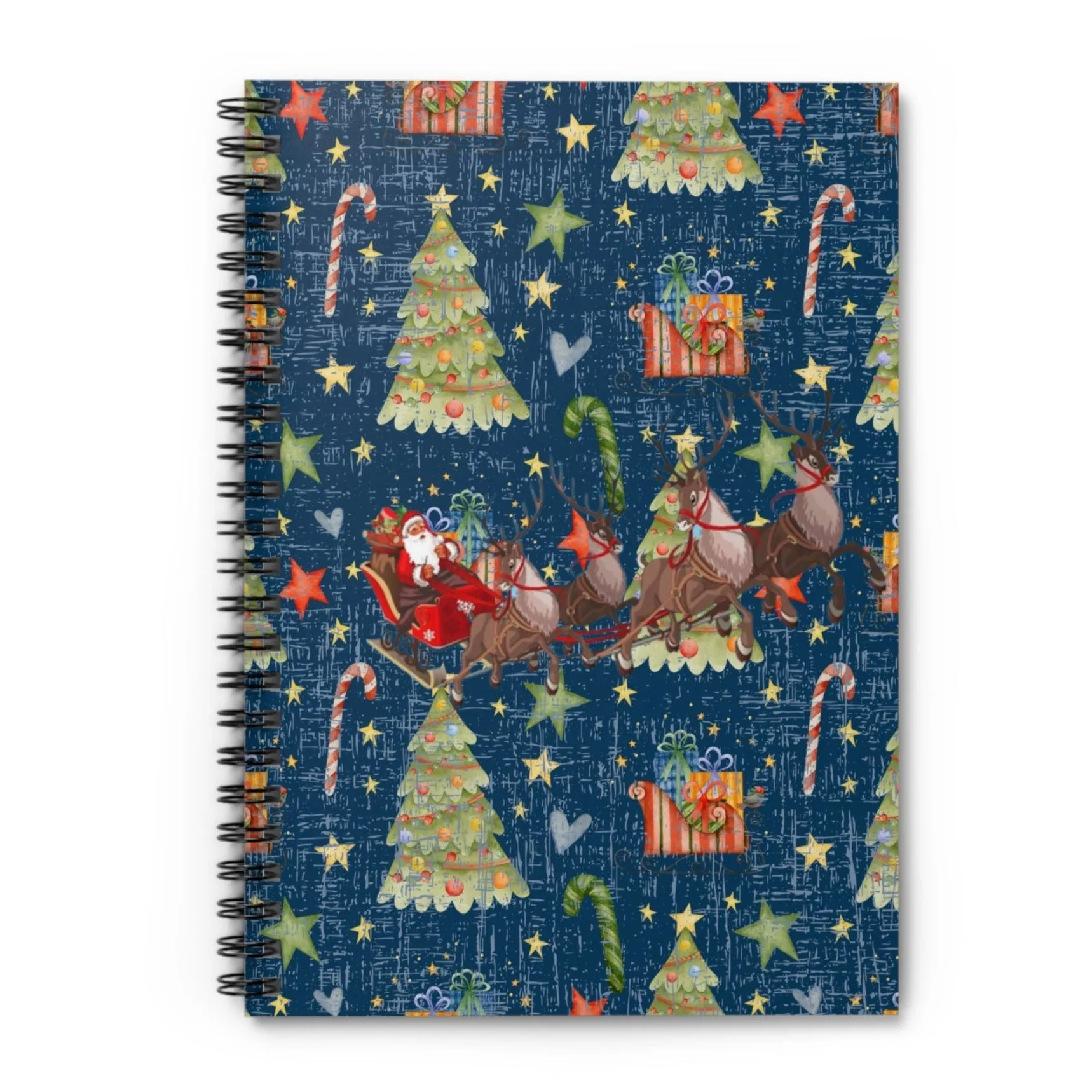 Santa's Sleigh Christmas Spiral Notebook - Ruled Line: Festive Holiday Design
