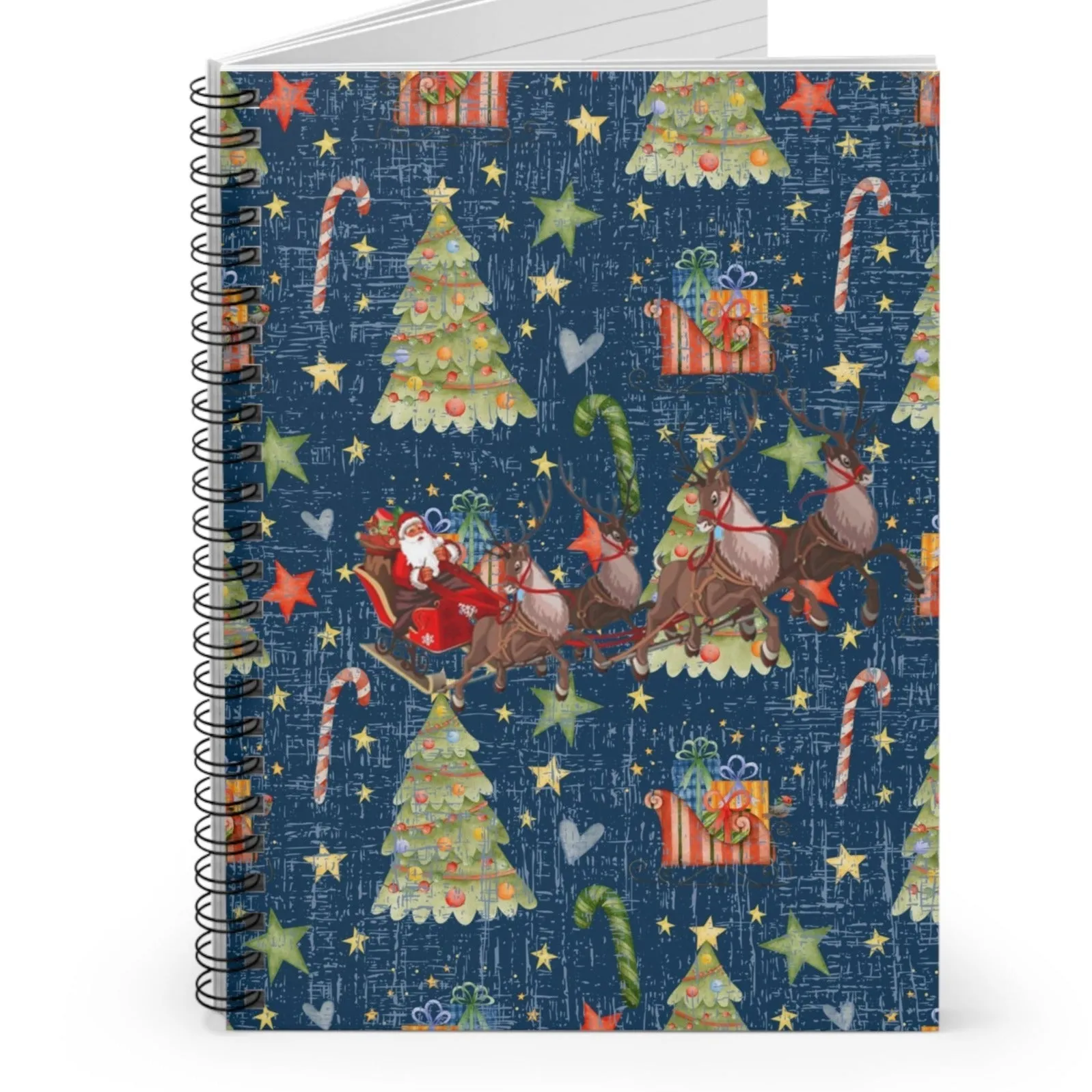 Santa's Sleigh Christmas Spiral Notebook - Ruled Line: Festive Holiday Design