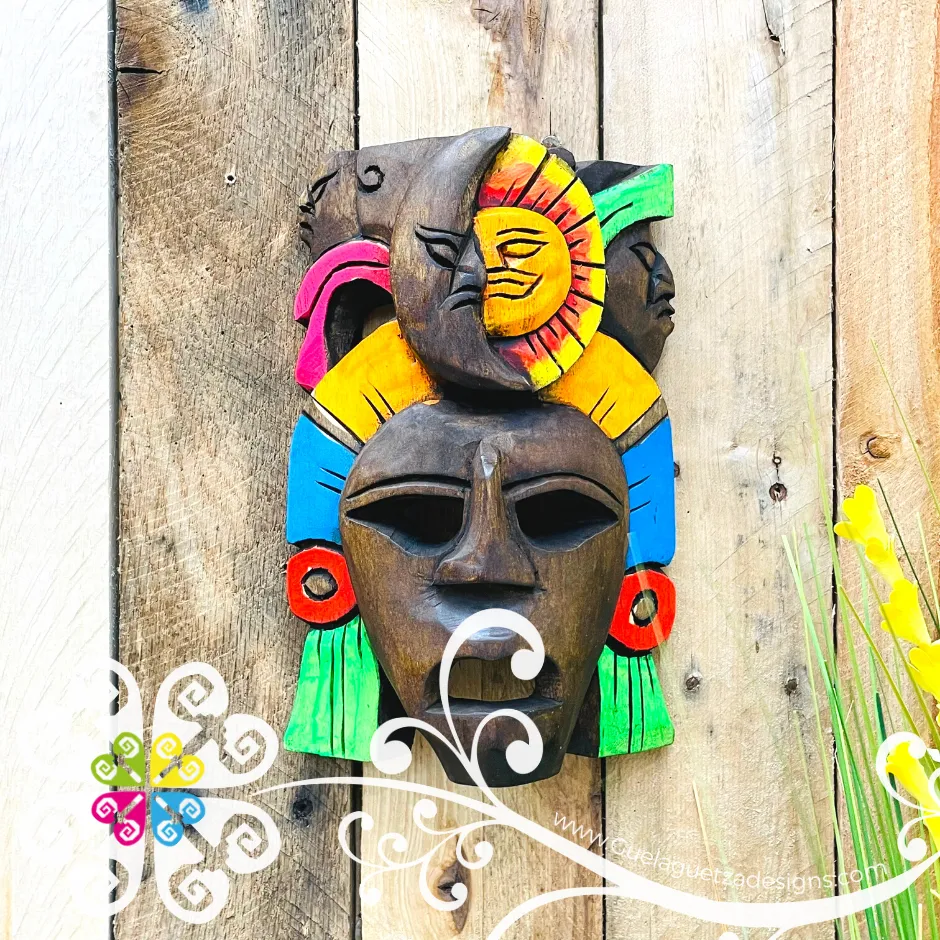 Small Hand Carve Wood Mayan Mask