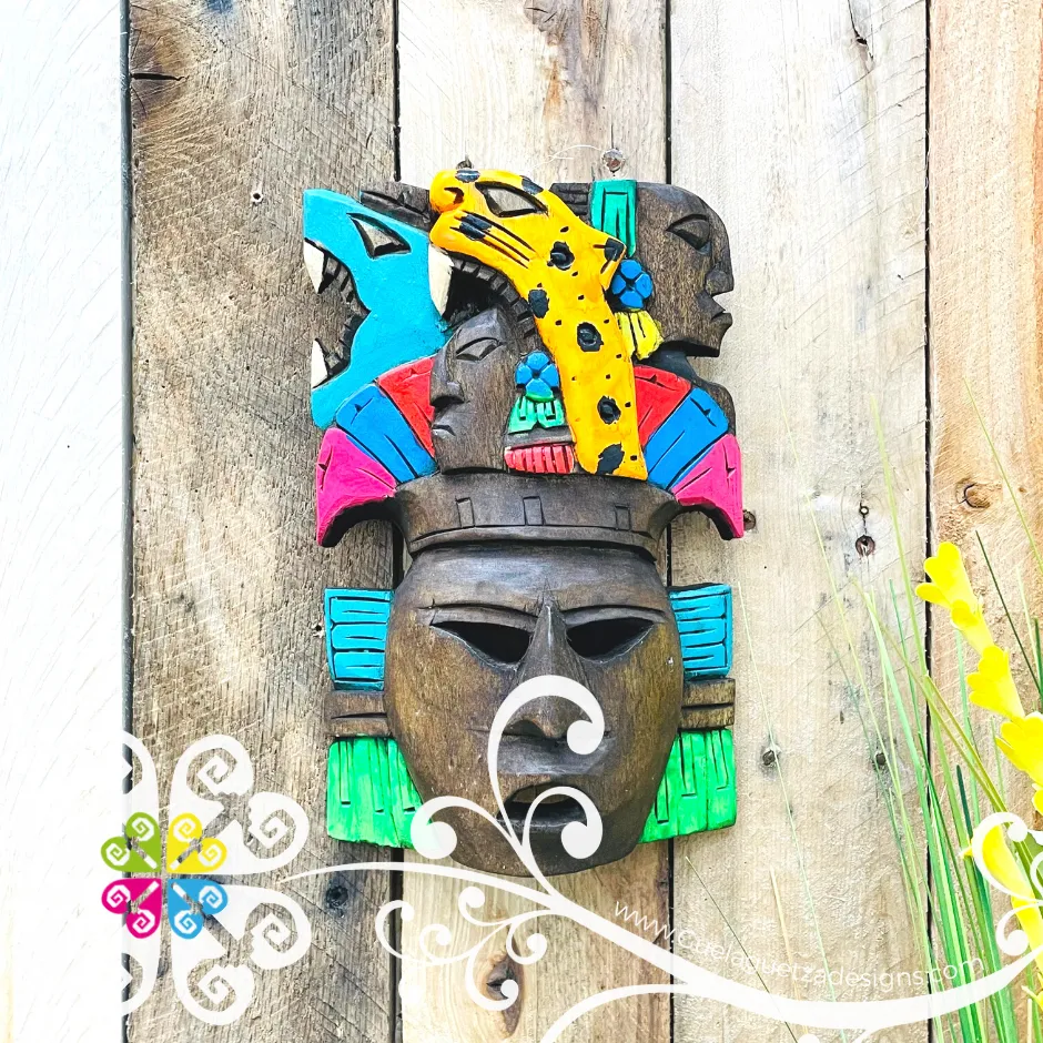 Small Hand Carve Wood Mayan Mask