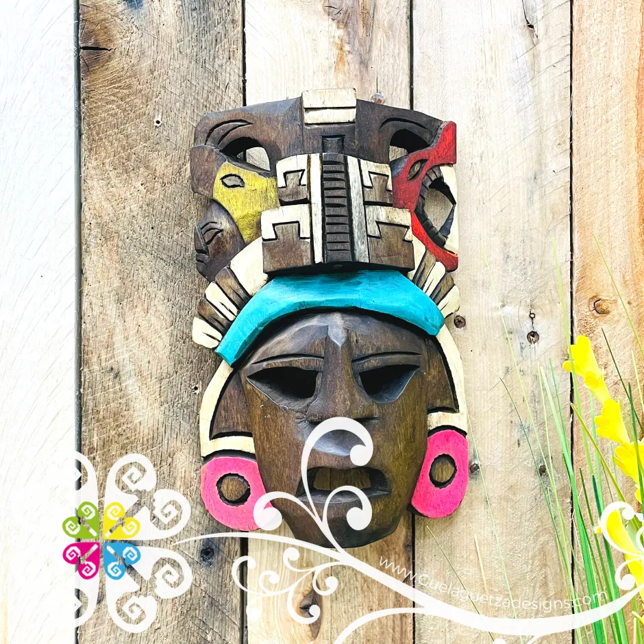 Small Hand Carve Wood Mayan Mask