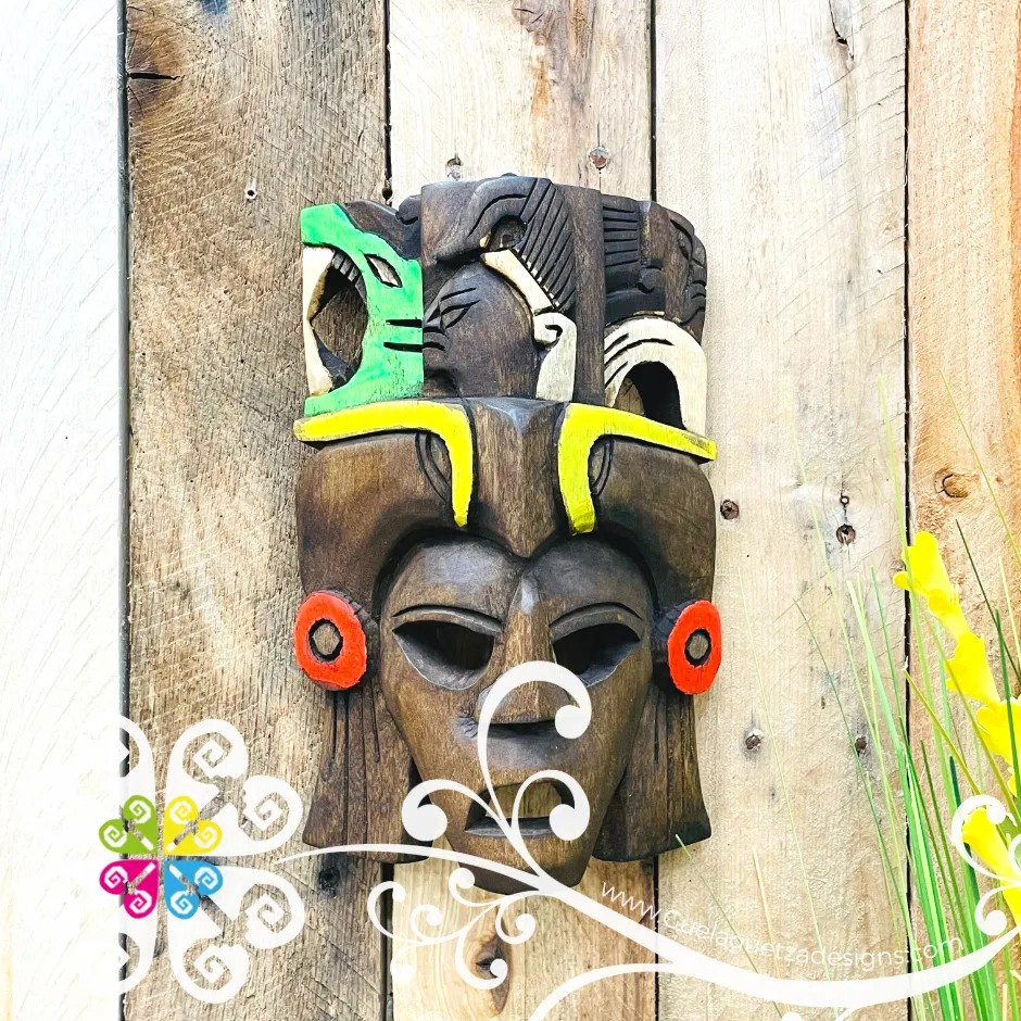 Small Hand Carve Wood Mayan Mask