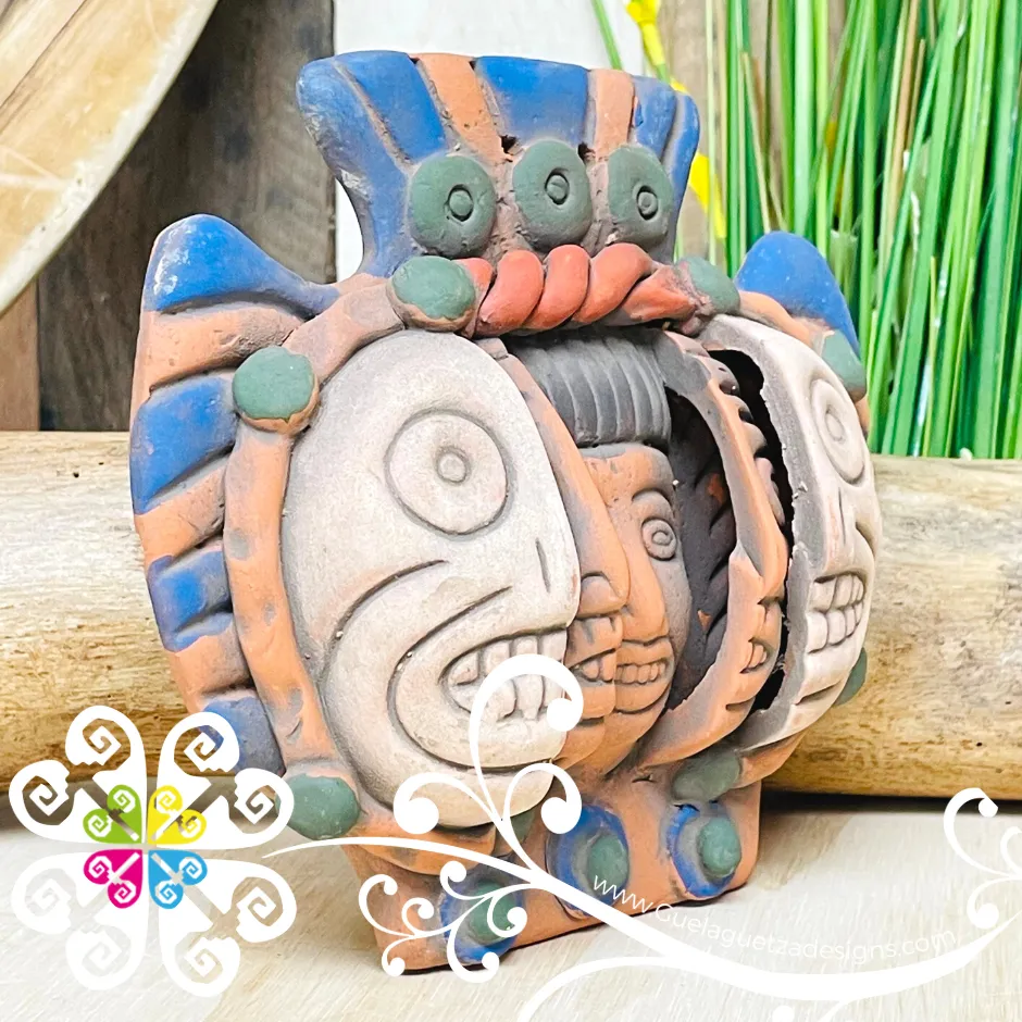 Small Life Cycles Mexican Clay Mask - Artisan Wall Art