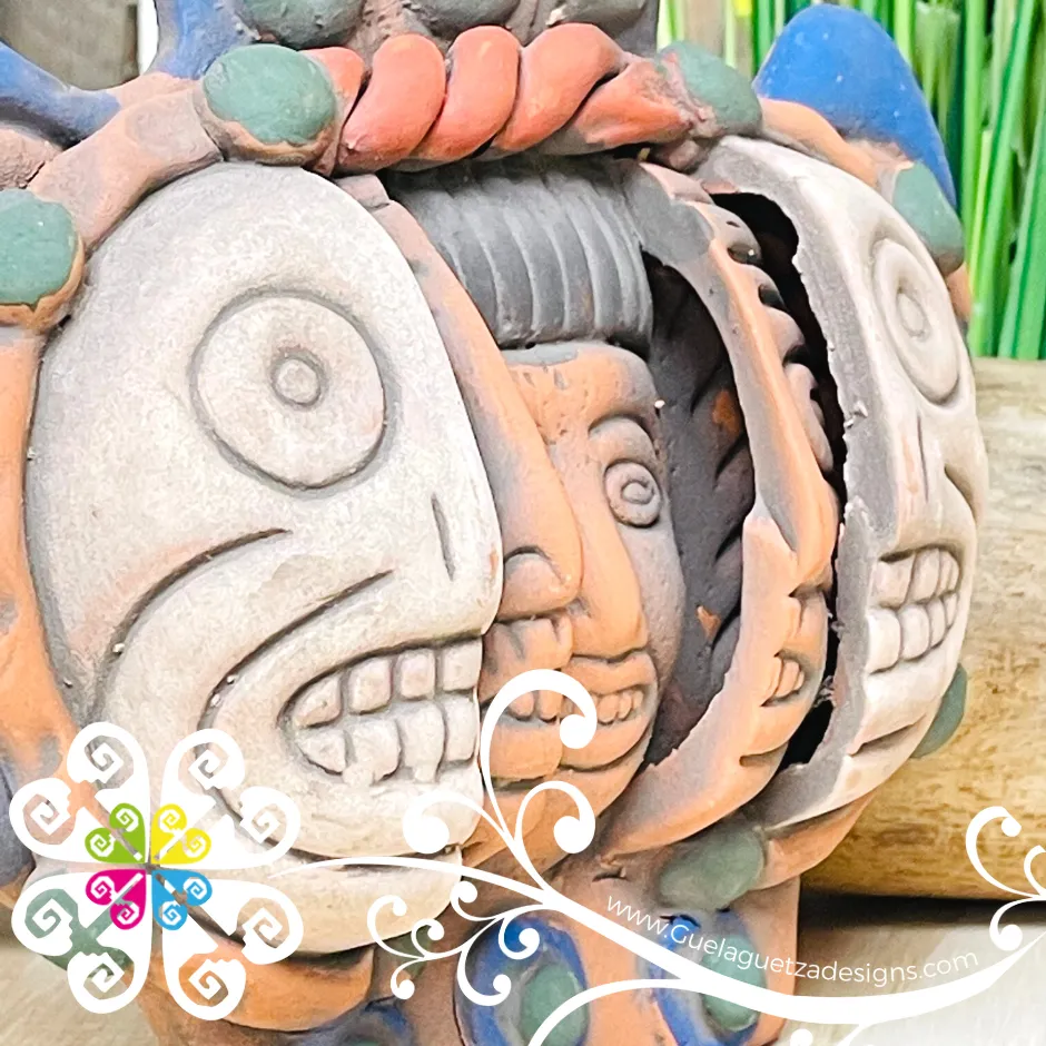 Small Life Cycles Mexican Clay Mask - Artisan Wall Art