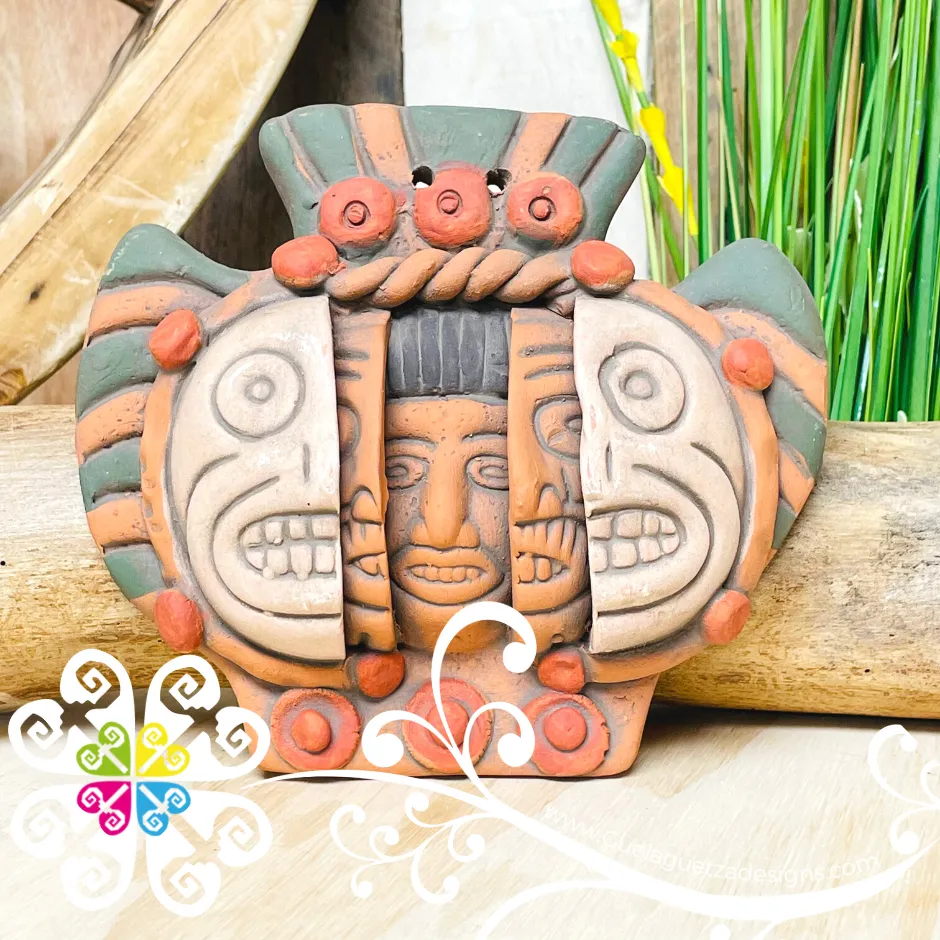 Small Life Cycles Mexican Clay Mask - Artisan Wall Art