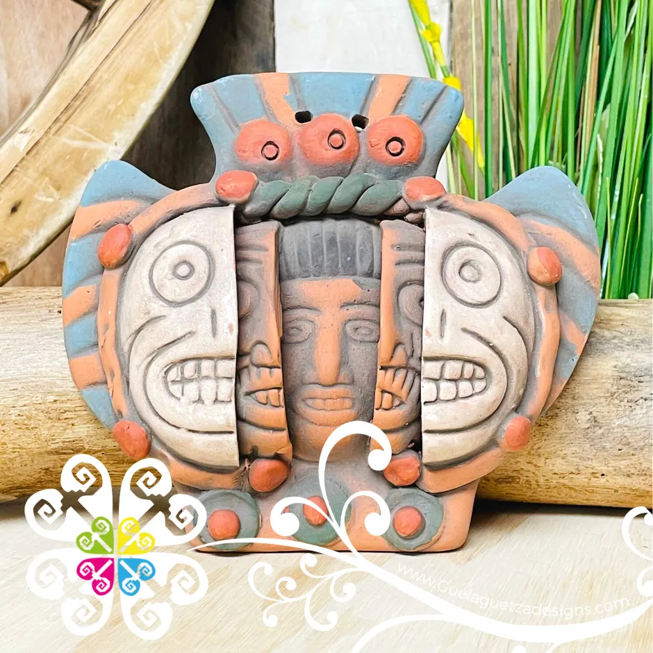 Small Life Cycles Mexican Clay Mask - Artisan Wall Art