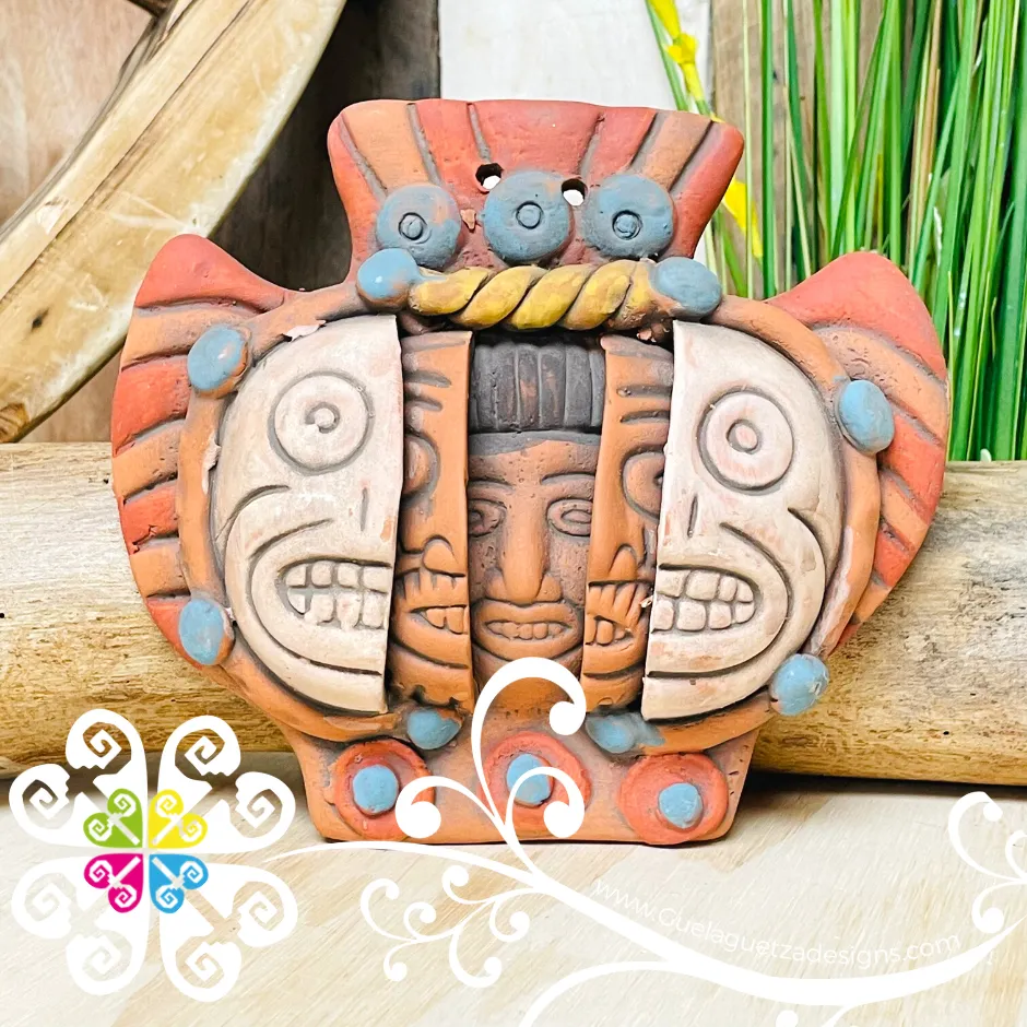 Small Life Cycles Mexican Clay Mask - Artisan Wall Art